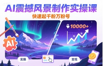 AI震撼风景制作实操课,快速起千粉万粉号-老吴出海笔记