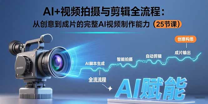 AI+视频拍摄与剪辑全流程:从创意到成片的完整AI视频制作能力(25节课-老吴出海笔记