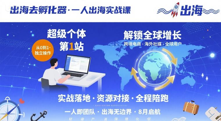 出海去孵化器,一人出海实战课,超级个体第1站,解锁全球增长-老吴出海笔记