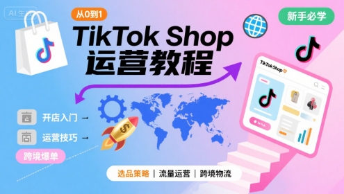 TikTok Shop从0到1运营教程,TikTok跨境电商新手必学课程-老吴出海笔记