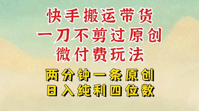 快手黑科技搬运带货,一刀不剪过原创,微付费投流玩法,轻松日入四位数…-老吴出海笔记