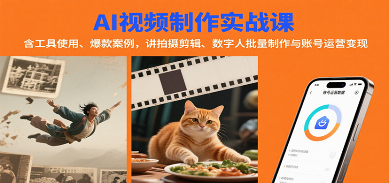 AI视频制作实战:含工具使用、爆款案例,讲拍摄剪辑、数字人批量制作与账号运营变现-老吴出海笔记
