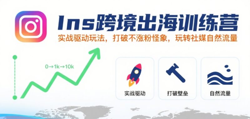 Ins跨境出海训练营,实战驱动玩法,打破不涨粉怪象,玩转社媒自然流量-老吴出海笔记
