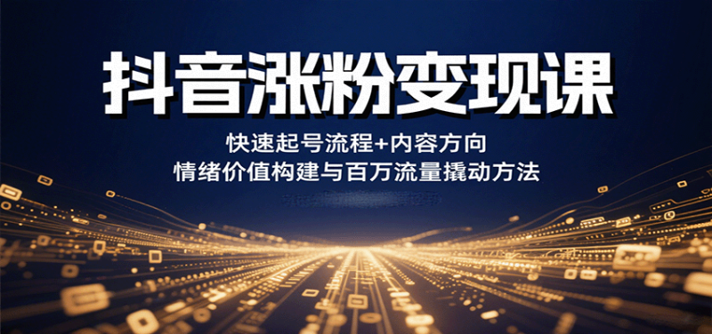 抖音涨粉变现课,快速起号流程+内容方向+情绪价值构建与百万流量撬动方法-老吴出海笔记