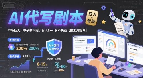 AI代写剧本，市场巨大，单子做不完，日入1k+ 永不失业【附工具指令】-老吴出海笔记