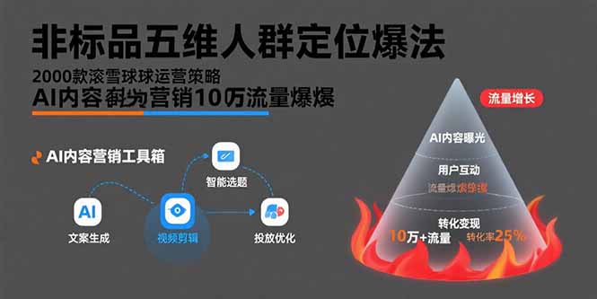 非标品五维人群定位法,2000款滚雪球运营策略,AI内容营销10万流量引爆-老吴出海笔记