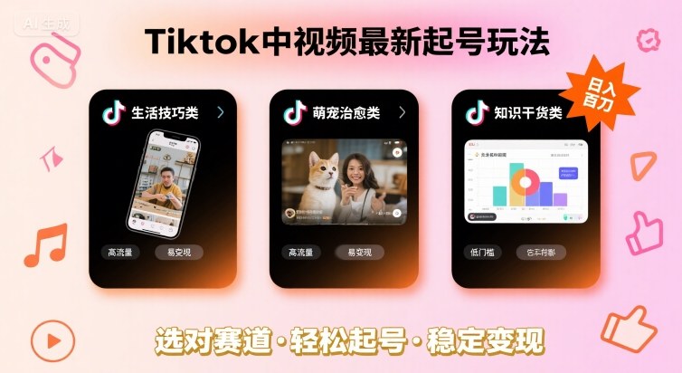 Tiktok中视频最新起号玩法,想要日入百刀,做好这几个赛道就可以了-老吴出海笔记