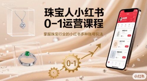 珠宝人小红书0-1运营课程,掌握珠宝行业的小红书多种账号玩法-老吴出海笔记