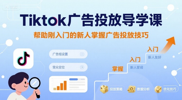 Tiktok广告投放导学课，帮助刚入门的新人掌握广告投放技巧-老吴出海笔记