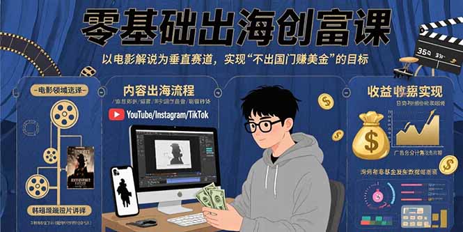 零基础出海创富课:以电影解说为垂直赛道,实现不出国门赚美金的目标-老吴出海笔记
