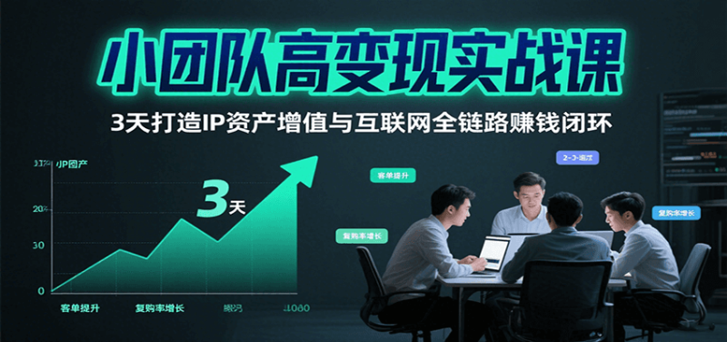 小团队高变现实战课,3天打造IP资产增值与互联网全链路赚钱闭环(第二期)-老吴出海笔记