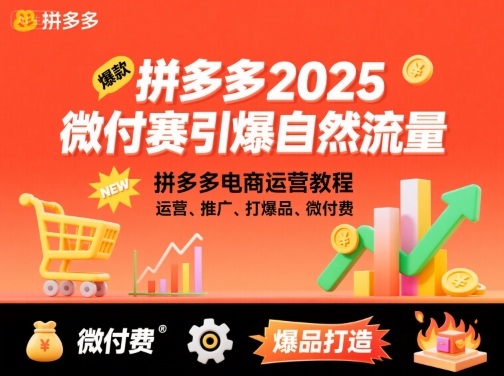 拼多多2025微付赛引爆自然流量,拼多多电商运营教程,运营、推广、打爆品、微付费-老吴出海笔记