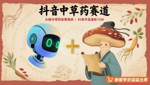 抖音中草药赛道,用AI做中草药故事视频,45条作品涨粉13W,橱窗带货猛猛出单-老吴出海笔记