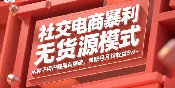 社交电商暴利无货源模式：从种子用户到盈利爆破，单账号月均收益5w+-老吴出海笔记