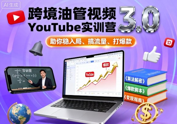 跨境油管视频YouTube实训营3.0,助你稳入局、搞流量、打爆款-老吴出海笔记