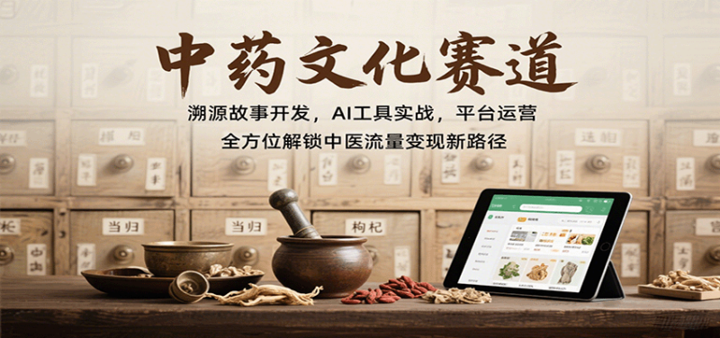 中药文化赛道：溯源故事开发，AI工具实战，平台运营，全方位解锁中医流量变现新路径-老吴出海笔记
