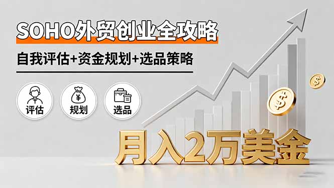 SOHO外贸创业全攻略，自我评估+资金规划+选品策略，月入2万美金-老吴出海笔记