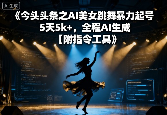 今日头条之AI美女跳舞暴力起号,5天1k+,全程AI生成【附指令工具】-老吴出海笔记