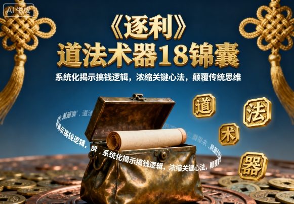 《逐利》道法术器18锦囊，系统化揭示搞钱逻辑，浓缩关键心法，颠覆传统思维-老吴出海笔记