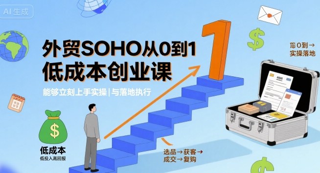 外贸SOHO从0到1低成本创业课，能够立刻上手实操与落地执行-老吴出海笔记