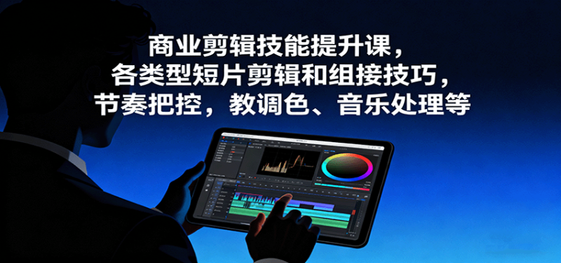 商业剪辑技能提升课，各类型短片剪辑和组接技巧，节奏把控，教调色、音乐处理等-老吴出海笔记