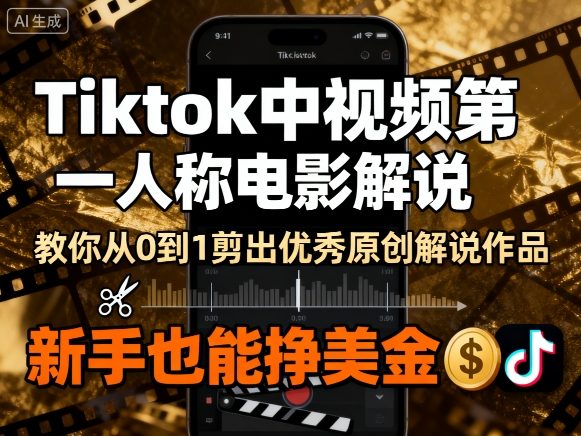 Tiktok中视频第一人称电影解说，教你从0到1剪出一个优秀的原创解说作品，新手也能挣美金-老吴出海笔记