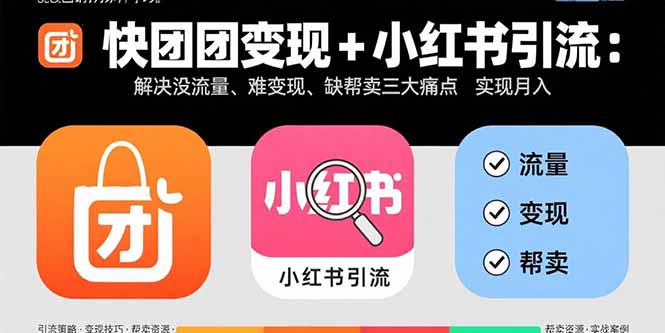 快团团变现+小红书引流：解决没流量、难变现、缺帮卖三大痛点 实现月入3w+-老吴出海笔记