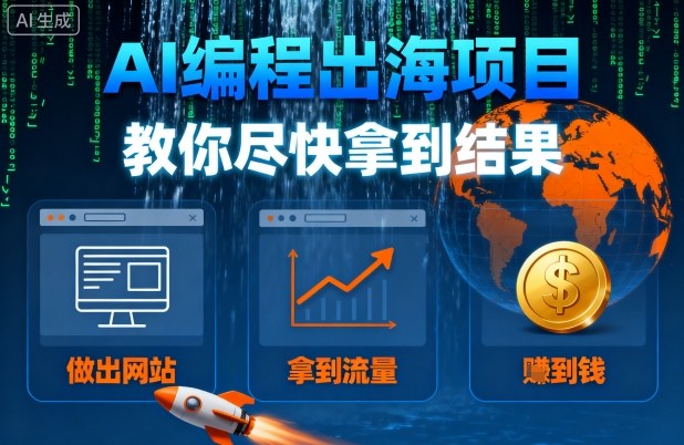 AI编程出海项目,教你尽快拿到结果-做出网站、拿到流量、賺到钱-老吴出海笔记