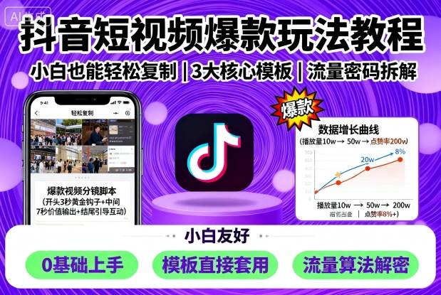 抖音短视频爆款玩法教程,小白也能轻松复制-老吴出海笔记