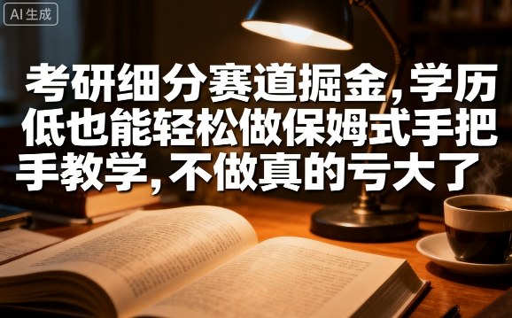 考研细分赛道掘金，日入1k+，学历低也能轻松做保姆式手把手教学，不做真的亏大了【揭秘】-老吴出海笔记