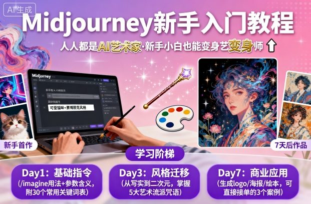 midjourney新手入门教程:人人都是AI艺术家,新手小白也能变身艺术大师-老吴出海笔记