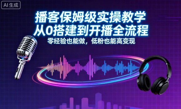 播客保姆级实操教学,从0搭建到开播全流程,零经验也能做,低粉也能高变现-老吴出海笔记