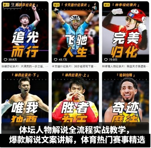 体坛人物解说全流程实战教学,爆款解说文案讲解,体育热门赛事精选-老吴出海笔记