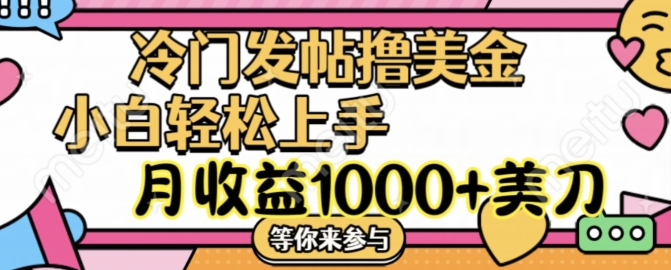 冷门发帖撸美金项目，月收益1000+美金，简单无脑，干就完了【揭秘】-老吴出海笔记