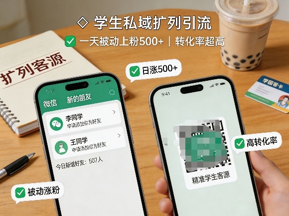 学生私域扩列引流,一天被动上粉500+,转化率超高-老吴出海笔记