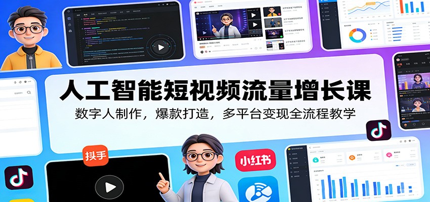 人工智能短视频流量增长课:数字人制作,爆款打造,多平台变现全流程教学-老吴出海笔记