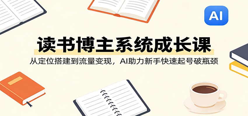 读书博主系统成长课：从定位搭建到流量变现，AI助力新手快速起号破瓶颈-老吴出海笔记