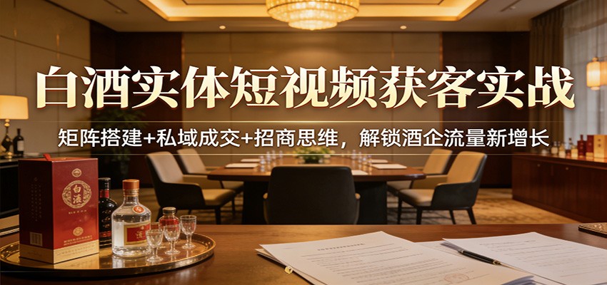 白酒实体短视频获客实战:矩阵搭建+私域成交+招商思维,解锁酒企流量新增长-老吴出海笔记