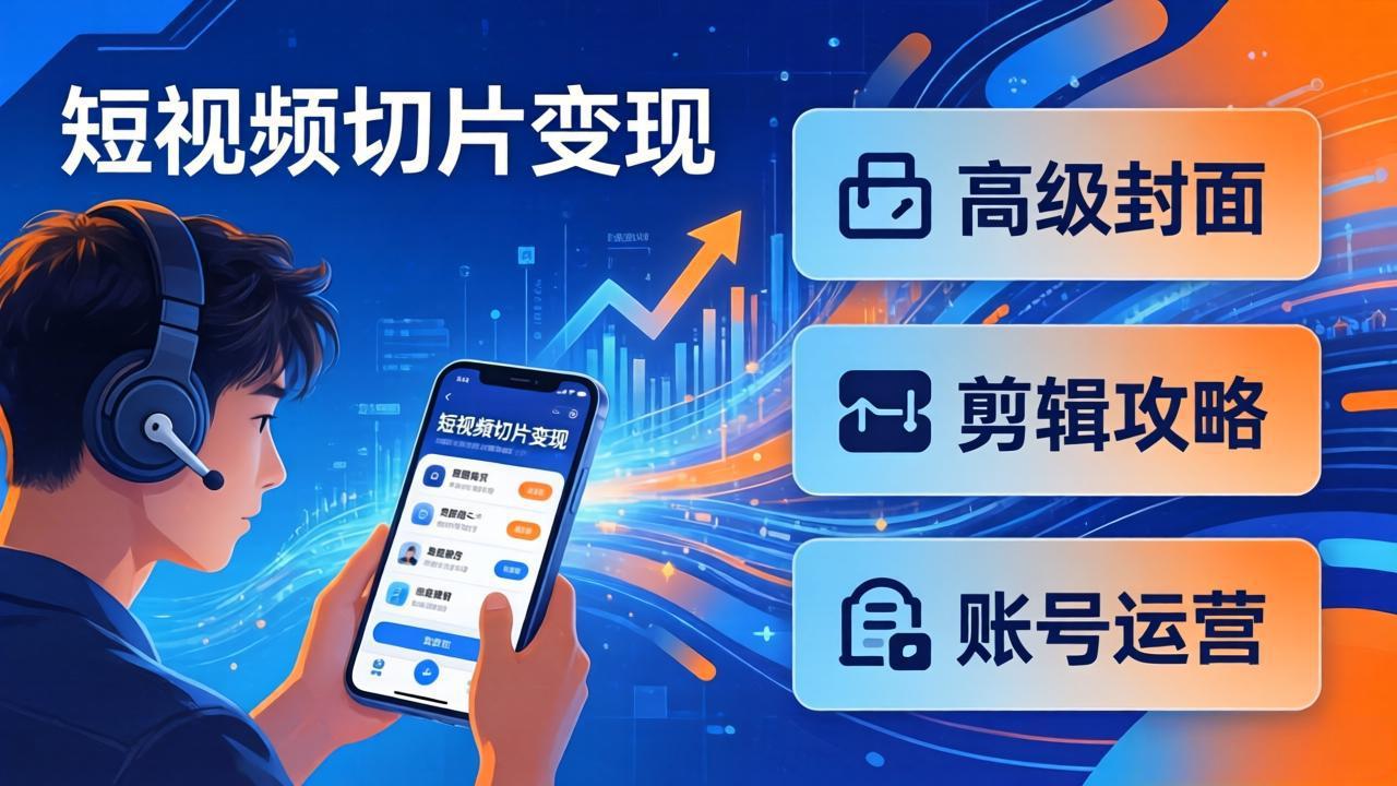 短视频切片变现速成班2.0：高级封面+剪辑攻略+账号运营，0基础小白快速入局副业-老吴出海笔记