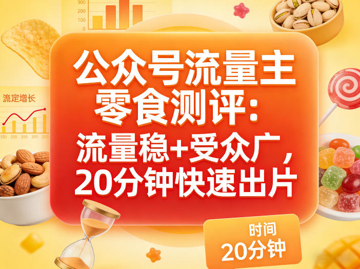 公众号流量主之零食测评赛道,流量稳+受众广,20分钟一条作品-老吴出海笔记