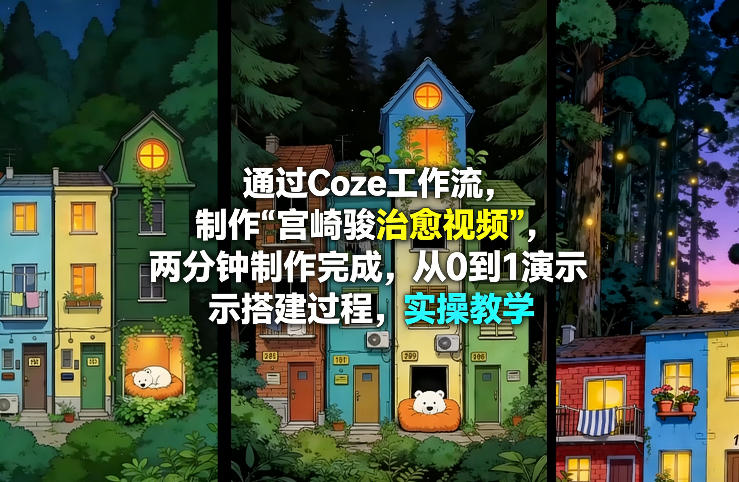通过Coze工作流制作《宫崎骏治愈视频》,两分钟制作完成,从0到1演示搭建过程,实操教学