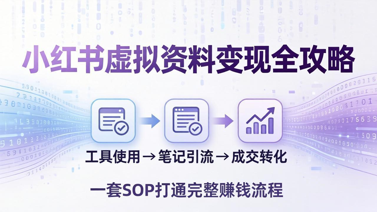 小红书虚拟资料变现全攻略:从工具使用到笔记引流成交,一套 SOP 打通完整赚钱流程-老吴出海笔记