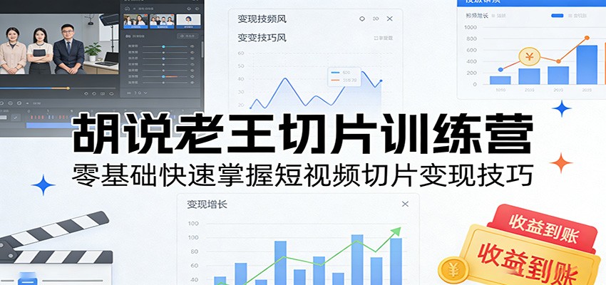 胡说老王切片训练营,零基础快速掌握短视频切片变现技巧-老吴出海笔记