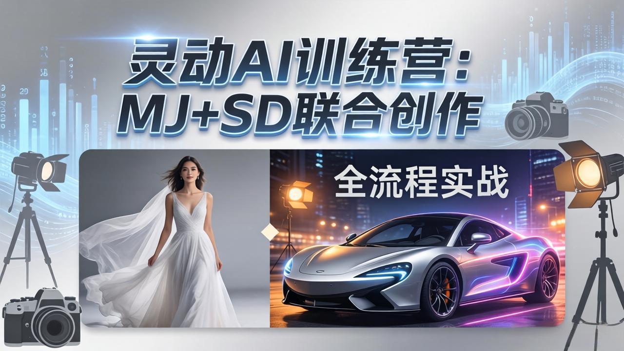 灵动AI训练营-3.0课程：MJ+SD联合创作，从婚纱大片到汽车广告，摄影后期全流程实战-老吴出海笔记