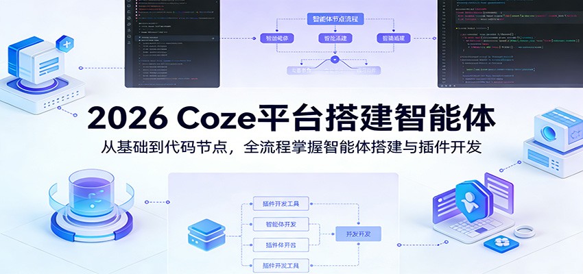 2026 Coze平台搭建智能体:从基础到代码节点,全流程掌握智能体搭建与插件开发-老吴出海笔记