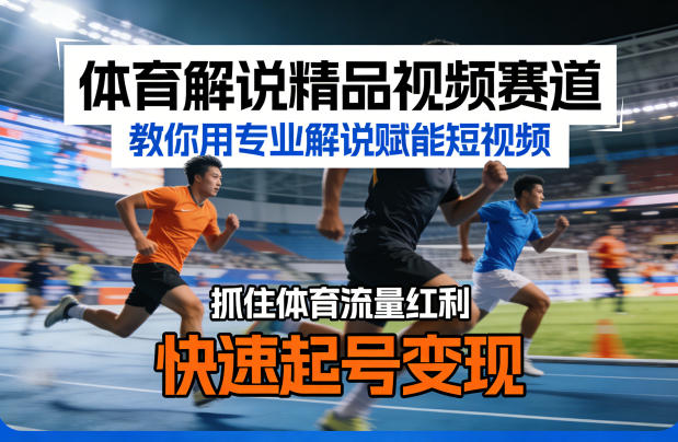 体育解说精品视频赛道,教你用专业解说赋能短视频,抓住体育流量红利,快速起号变现-老吴出海笔记