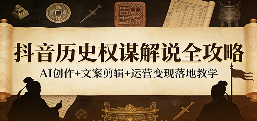 抖音历史权谋解说全攻略：AI创作+文案剪辑+运营变现落地教学-老吴出海笔记