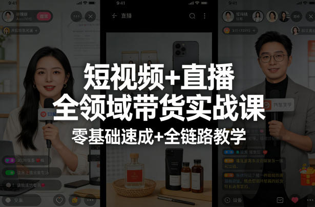 短视频+直播全领域带货实战课，零基础速成+全链路教学-老吴出海笔记