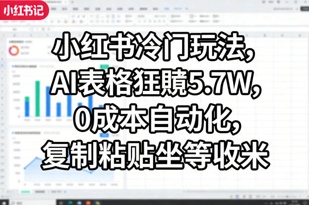 小红书冷门玩法，AI表格狂賺5.7W，0成本自动化，复制粘贴坐等收米-老吴出海笔记