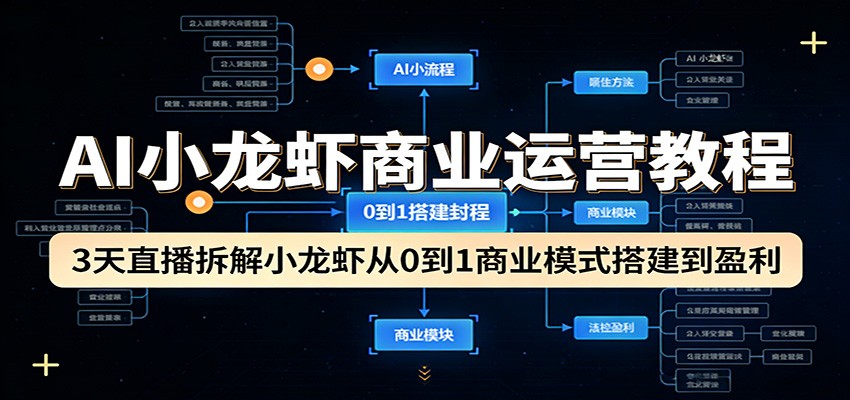 AI小龙虾商业运营教程:3天直播拆解小龙虾从0到1商业模式搭建到盈利-老吴出海笔记